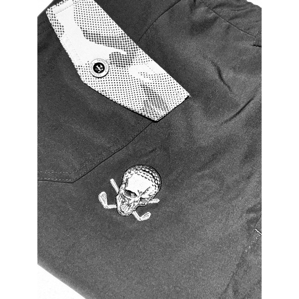 TATTOO Golf Performance Black Stretch Embroidered Logo Chino Shorts Men's 44